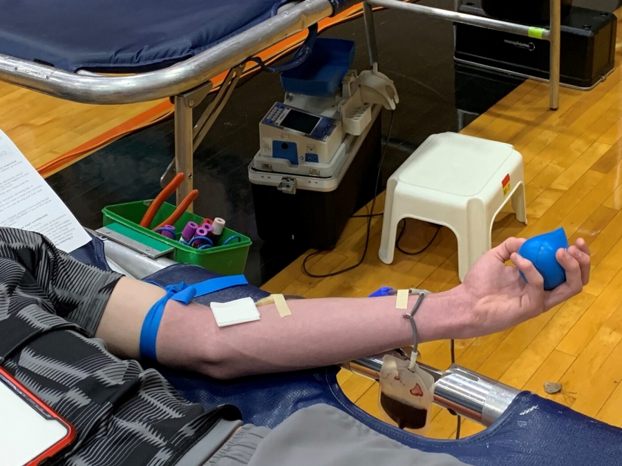 arm donating blood
